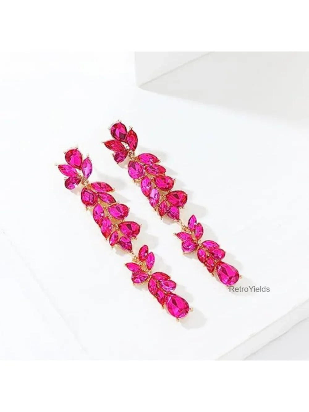 Rhinestone Dangle Earrings Long Teardrop Drop Earrings for Women Wedding Bridal